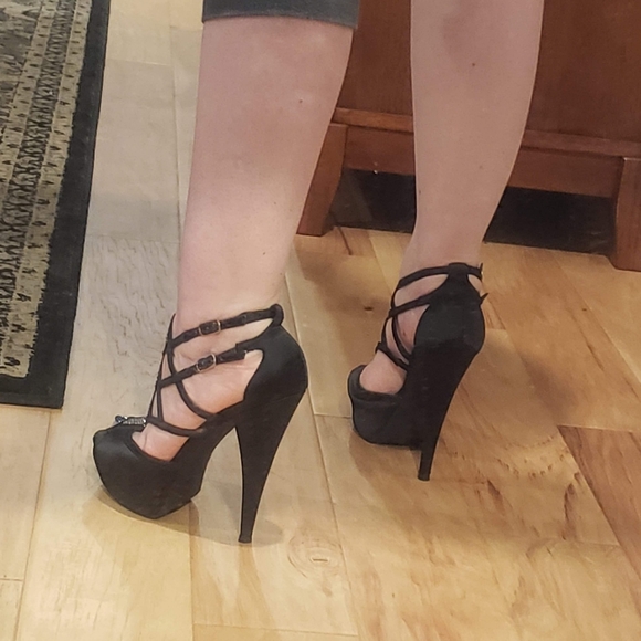 Satin Stilettos with Crystal Embellishments - Picture 4 of 14